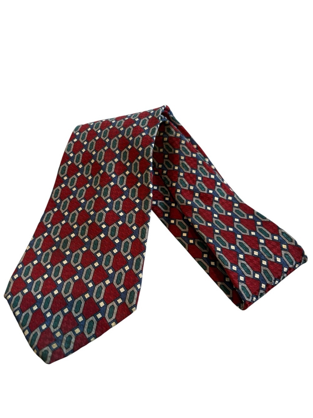 The Shirt Store - Classic Men's Geometric Red Silk Tie